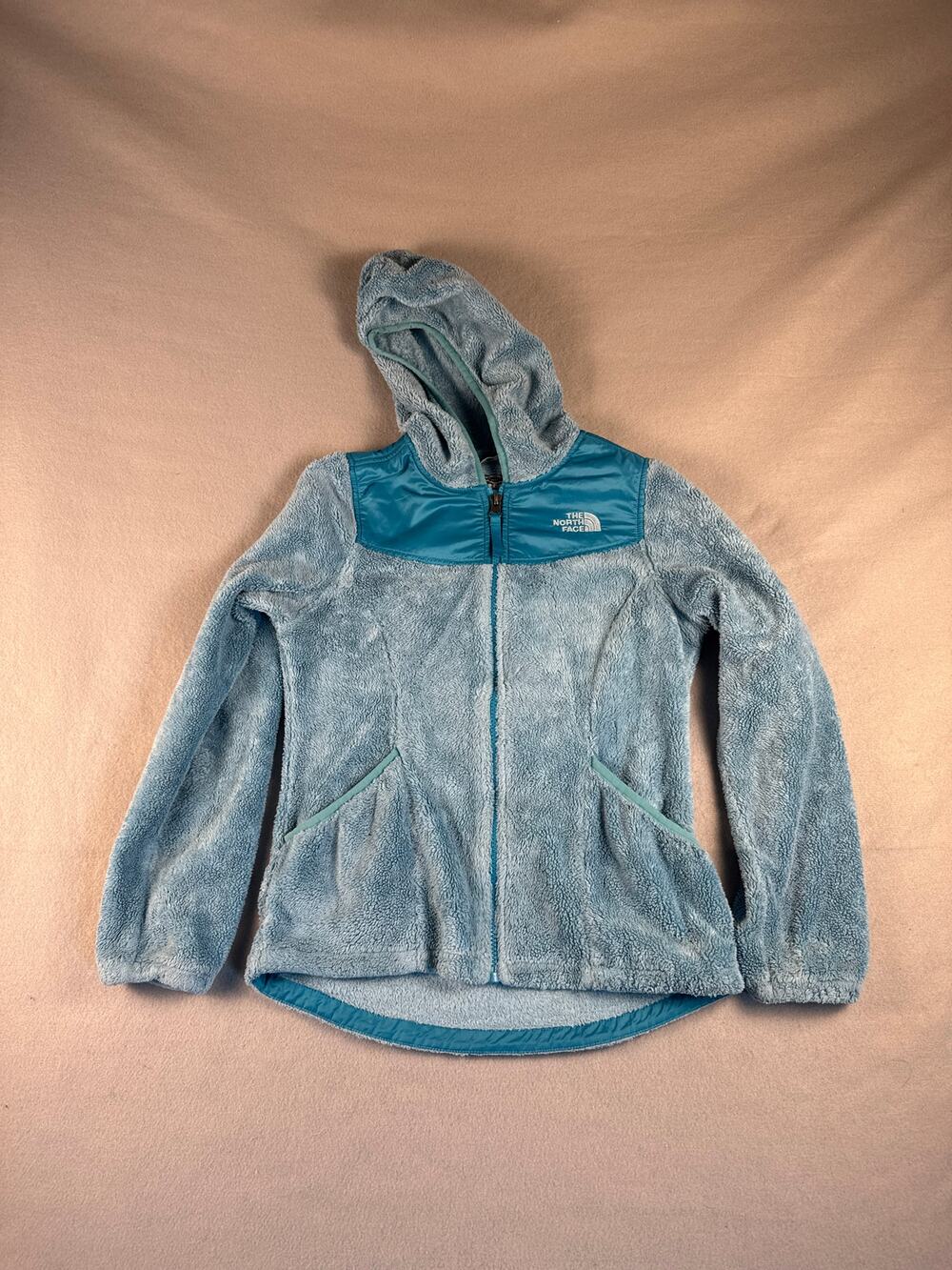 The North Face Hoodie Jacket Girls M 10/12 Light Blue High Pile Fleece Outdoor